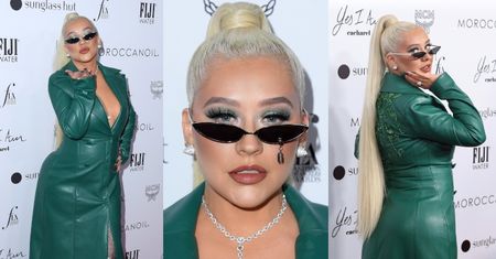 Drapieżna Christina Aguilera posyła całuski ze ścianki w Los Angeles (ZDJĘCIA)