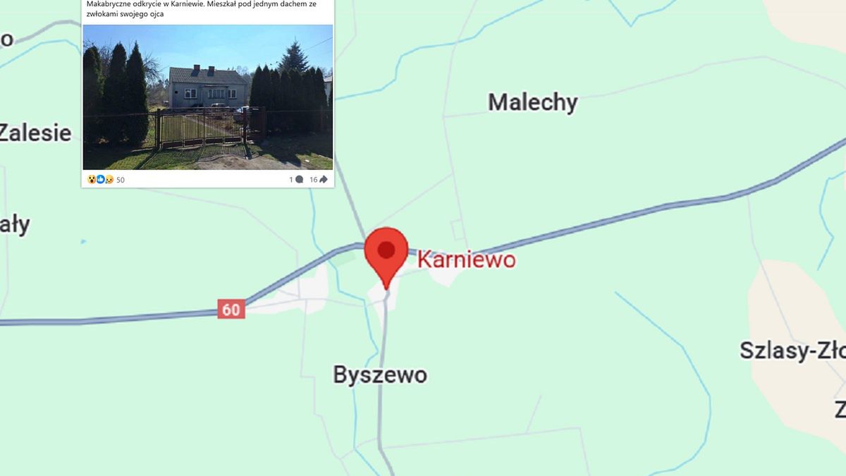 Syn trzymał zwłoki ojca w Karniewie.