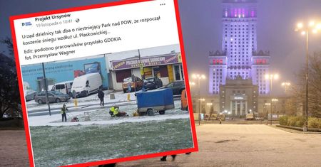 Absurd w stolicy. Robotnicy kosili... śnieg