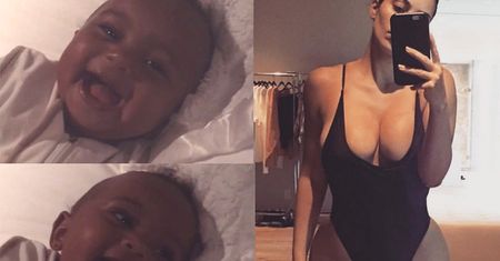 Kim Kardashian pochwaliła się chichoczącym Saintem (ZDJĘCIA)
