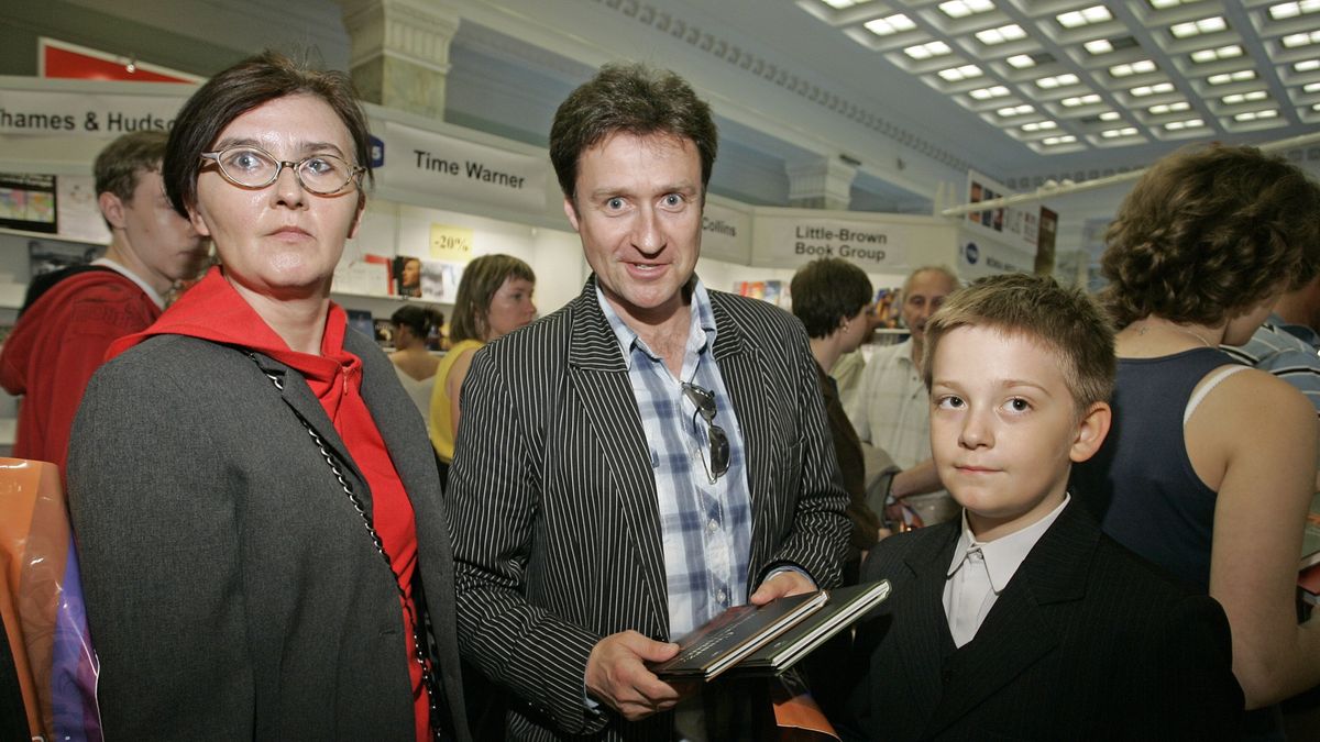 Jacek Kawalec z żoną i synem w 2008 roku