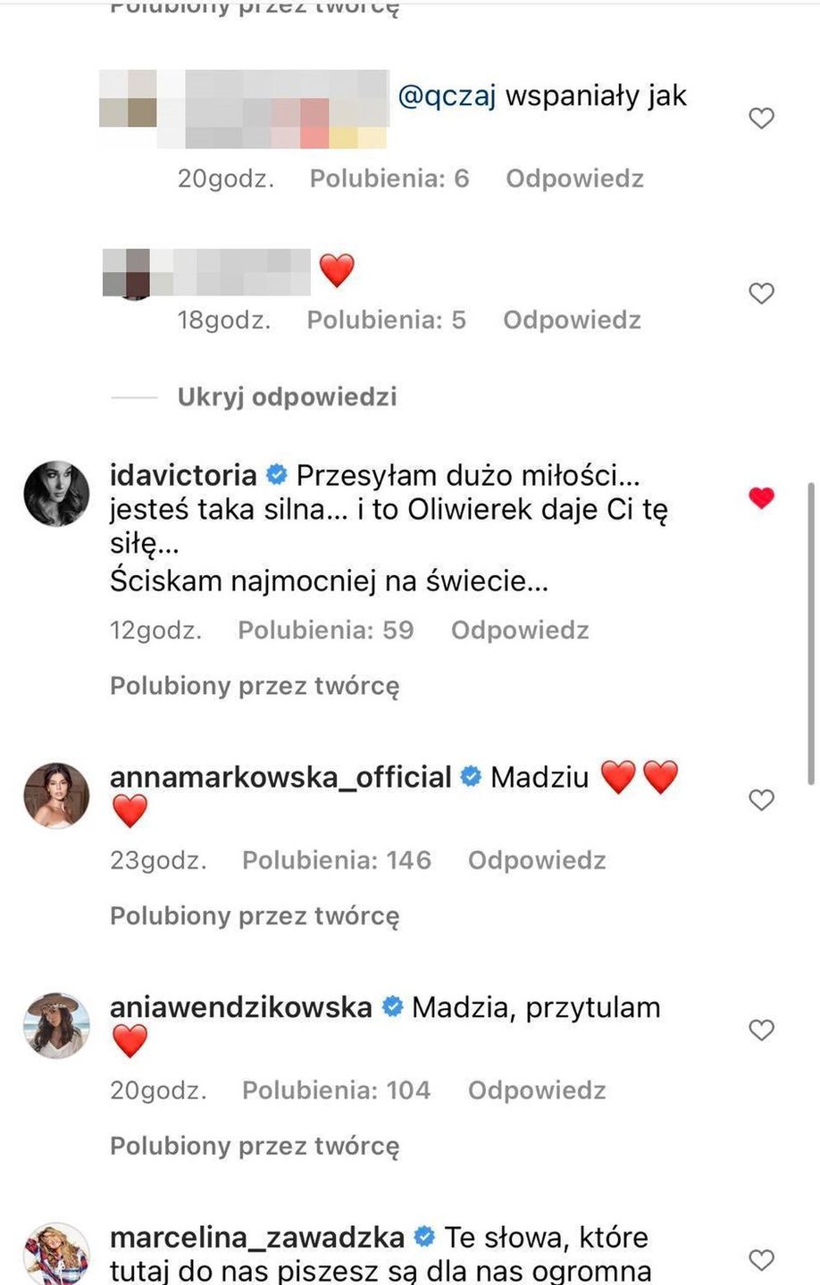 Komentarz Idy Nowakowskiej i Marceliny Zawadzkiej pod postem Magdaleny Stępień 