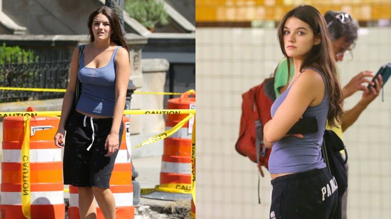 Suri Cruise widziana na stacji metra