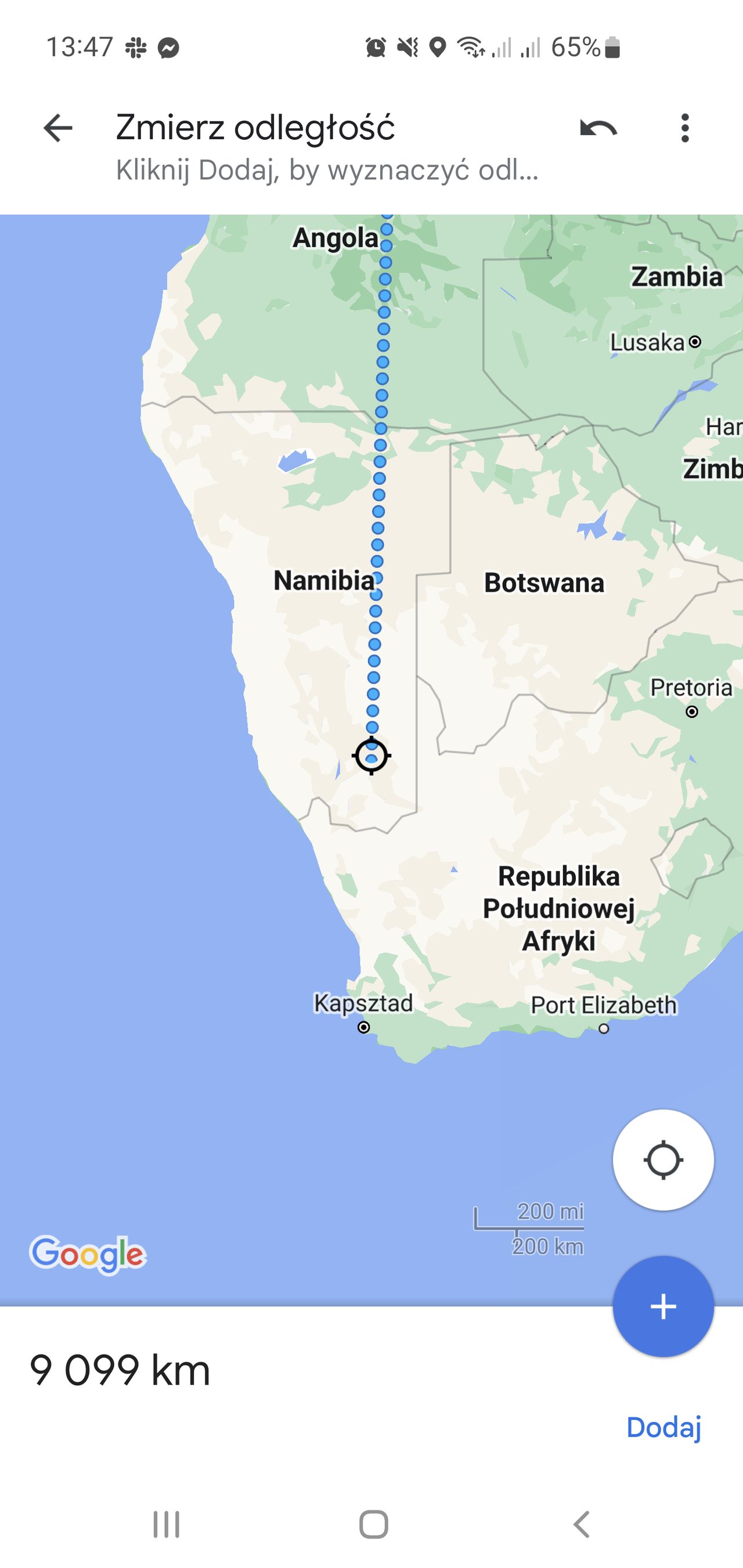 Mierzenie odległości w Google Maps