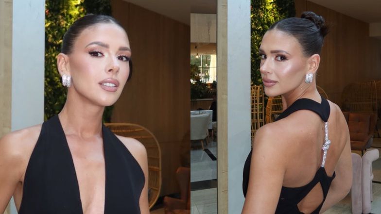 Klaudia Halejcio na ślub wybrała czarną i wyciętą sukienkę