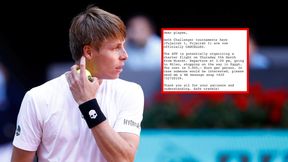 "Brak słów". Pokazał maila od ATP po turnieju na Bliskim Wschodzie