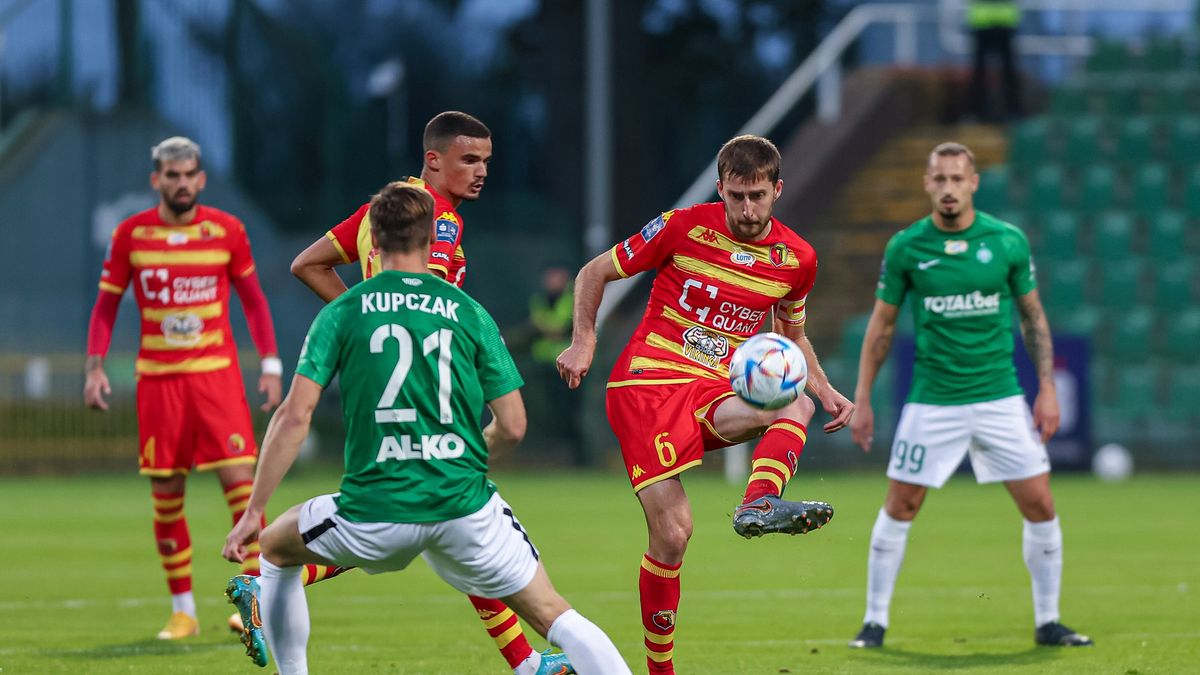 Piłkarze podczas meczu Warta - Jagiellonia