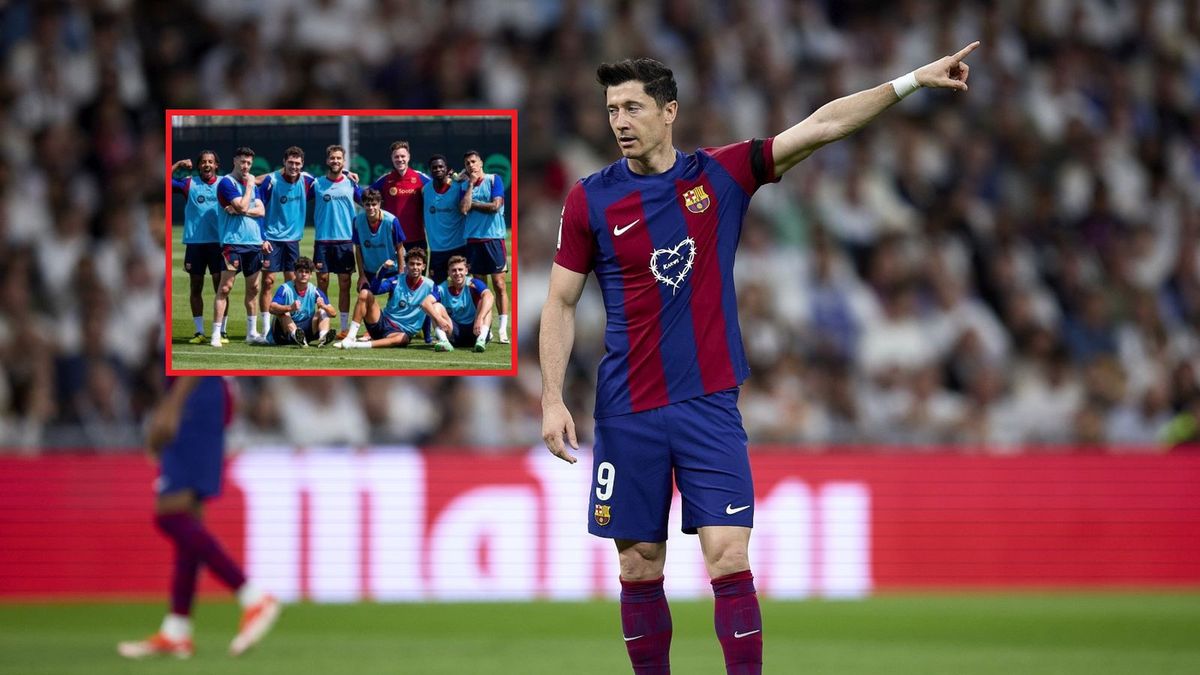 Instagram / rl9 / Na zdjęciu: Robert Lewandowski (w ramce: zawodnicy FC Barcelony)