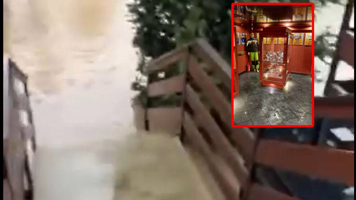 Zdjęcie okładkowe artykułu: Facebook /  / Powódź w galerii w sierpniu 2023 roku, a w miniaturze obecny stan budynku wewnątrz