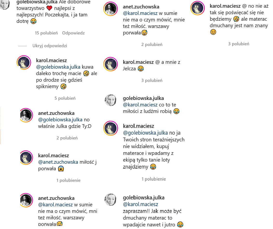 Komentarze pod postem Karola Maciesza