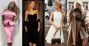 Sukienki za kolano w stylizacjach celebrytek