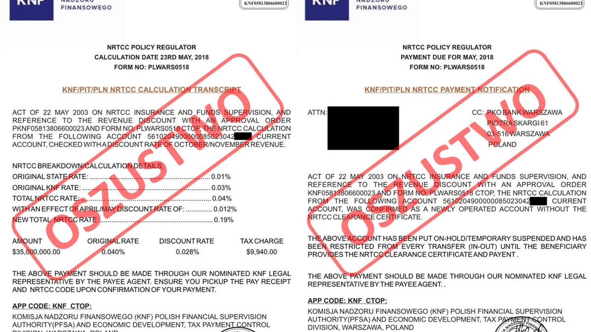 KNF opublikowała kopie fałszywych dokumentów rzekomo sygnowanych przez szefa Komisji