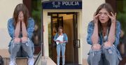 TYLKO NA PUDELKU: Zapłakana Joanna Opozda rozmawia przez telefon na schodach KOMISARIATU (ZDJĘCIA)