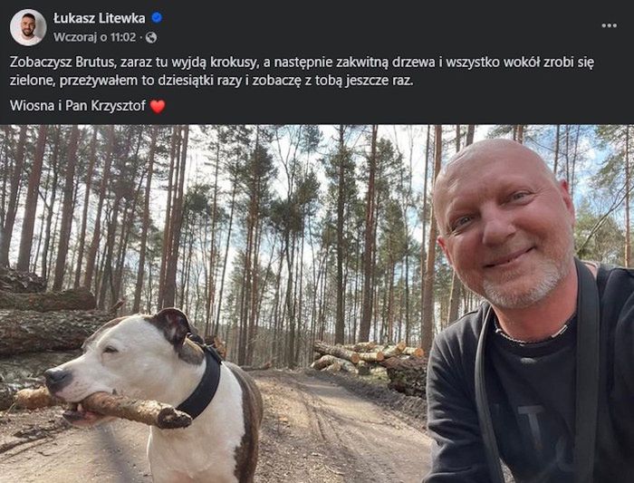 Pan Krzysztof ze swoim psem Brutusem