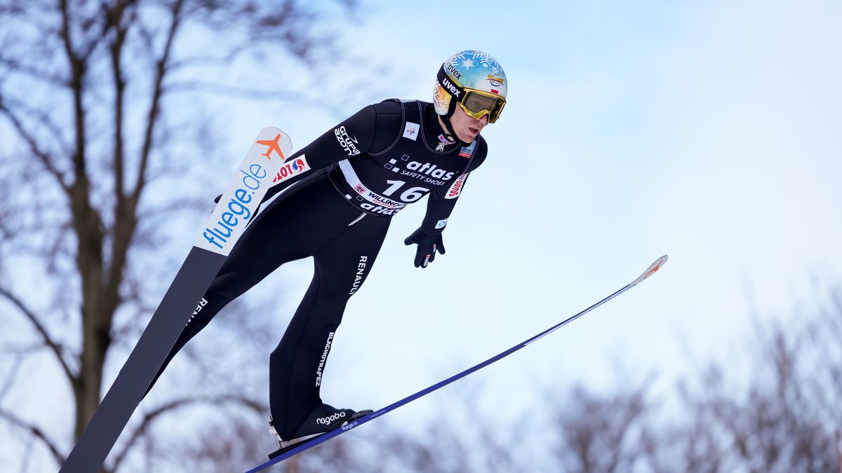 WILLINGEN, GERMANY - JANUARY 28: Stefan Hula of Poland in action competes during the Men´s Training at the FIS World Cup Ski Jumping Willingen at Stadion an der Mühlenkopfschanze on January 28, 2022 in Willingen, Germany. (Photo by Alex Gottschalk/DeFodi Images via Getty Images)