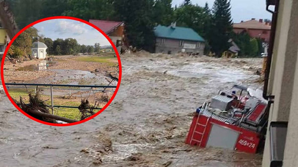 Facebook / Andrzej Padewski / X / remiza.pl / Na zdjęciu: Zalane Stronie Śląskie. W kółku stadion KS Kryształ Stronie Śląskie.