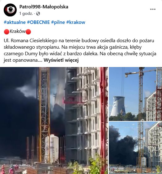 Pożar w Krakowie