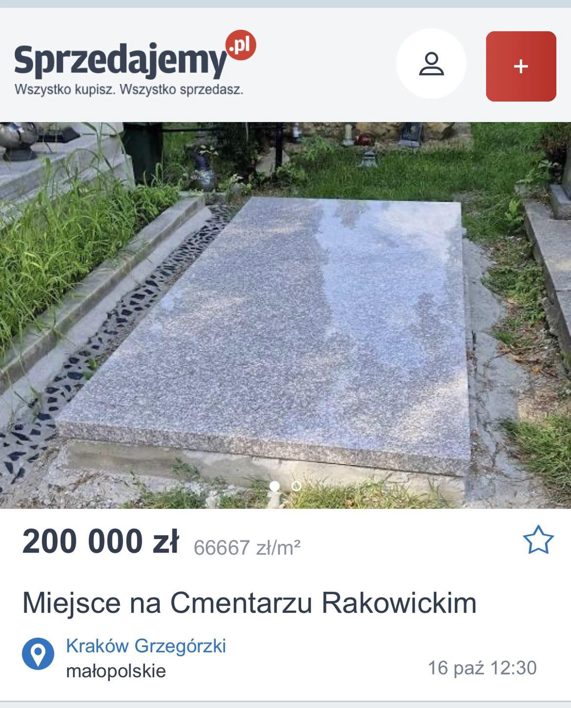 Oferta kwatery na Cmentarzu Rakowickim