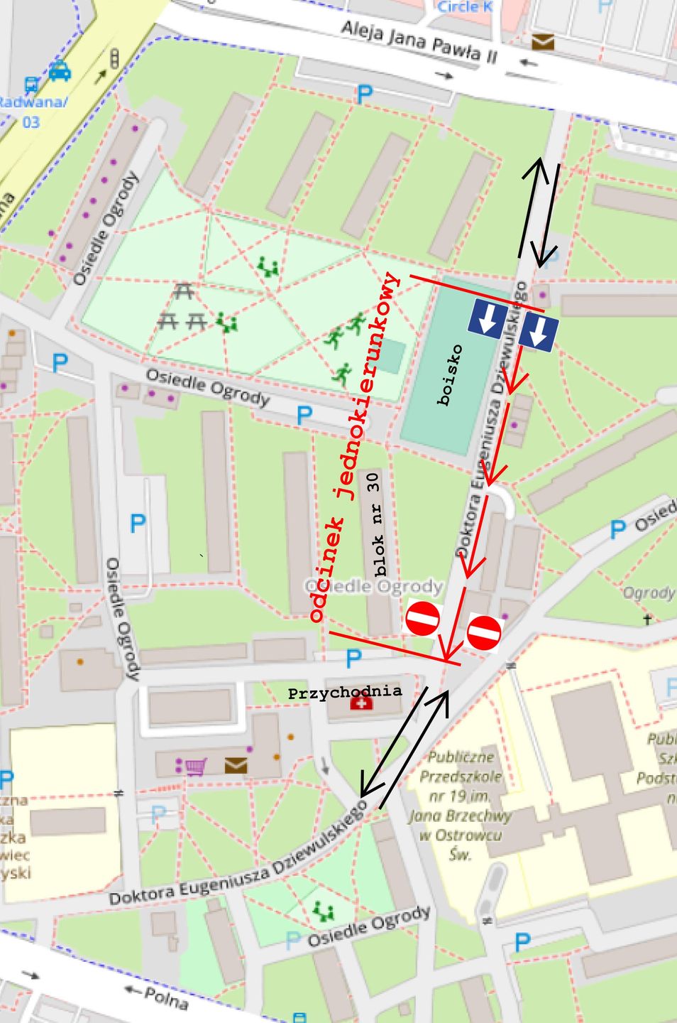 Mapka: dr Eugeniusza Dziewulskiego