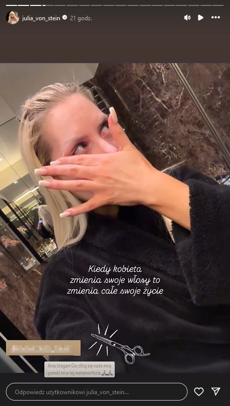 Julia von Stein zalewa się łzami na Instastories