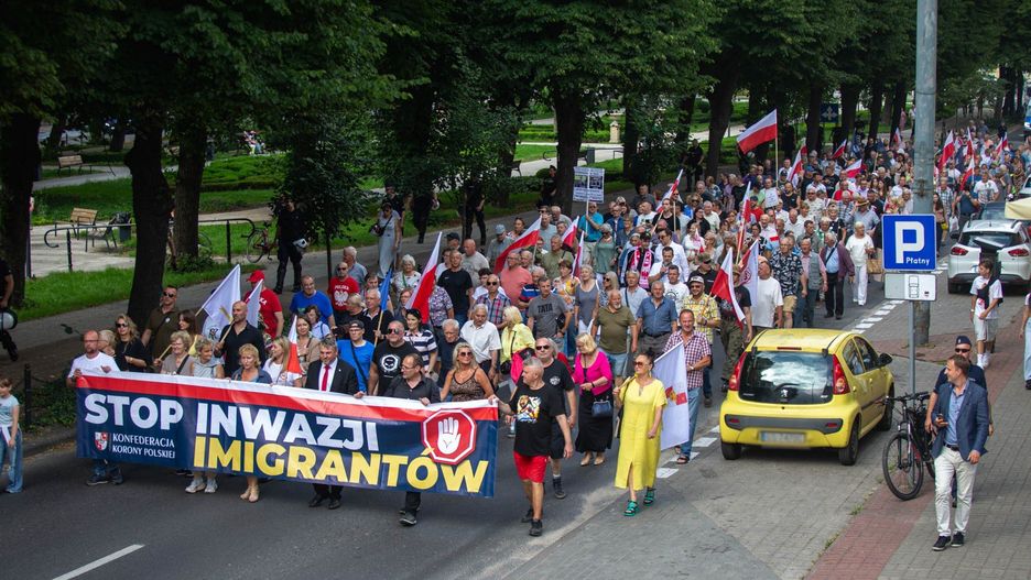Marsz przeciwko imigrantom w Słupsku.