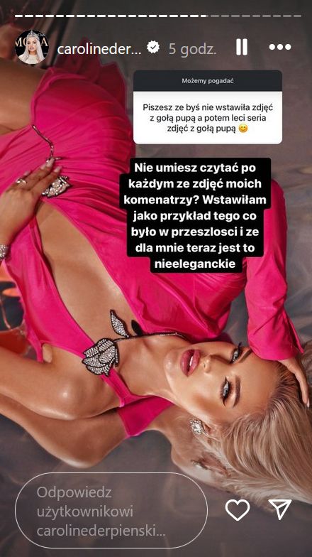 Caroline Derpienski pokazuje wyrozbierane zdjęcia i psioczy na modelki z Instagrama