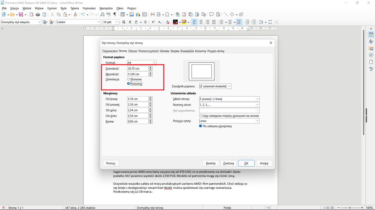 Libreoffice Zmiana Orientacji Jednej Strony LibreOffice Writer: jak zmienić orientację strony?
