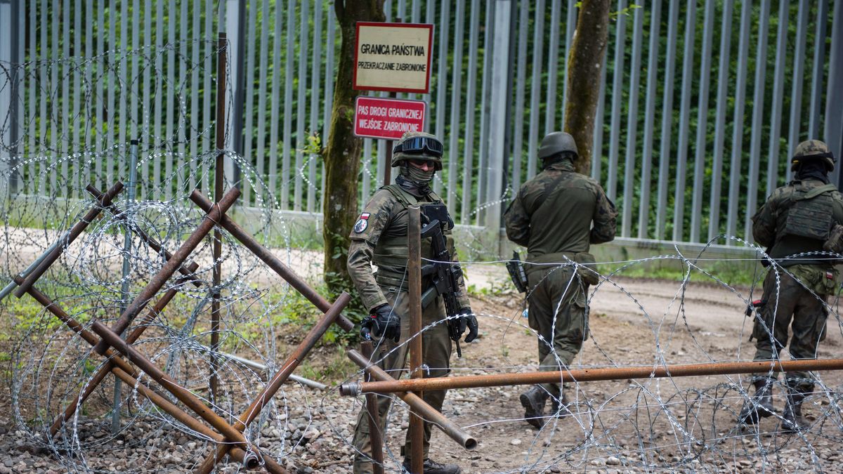 Polish soldiers patrol the border with Belarus along the
BIALOWIEZA FOREST, POLAND - 2024/06/03: Polish soldiers patrol the border with Belarus along the border fence in the Bialowieza forest. Poland reintroduces an exclusion zone on parts of its border with Belarus, starting on Tuesday 4 June, and lasting for 90 days. Unauthorized people will be banned from entering designated areas of 200 meters (660 feet), up to 2km (6600 feet) wide along the border. Officially, the exclusion zone is being introduced due to too many and too much pressure on migrants from the Middle East and Africa on the Polish border, as well as repeated attacks on the border guards.
The decision marks a return to measures introduced by the former Law and Justice (PiS) government in 2021, at the onset of the migration crisis, and lifted the following year, after the completion of a new border wall. (Photo by Attila Husejnow/SOPA Images/LightRocket via Getty Images)
SOPA Images
patrol, border, polish, border fence, soldier, soldiers, patrolling, migration crisis
