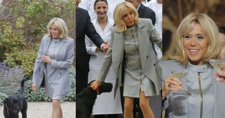 Długie nogi Brigitte Macron na spacerze z psem Nemo (ZDJĘCIA)