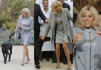 Długie nogi Brigitte Macron na spacerze z psem Nemo (ZDJĘCIA)