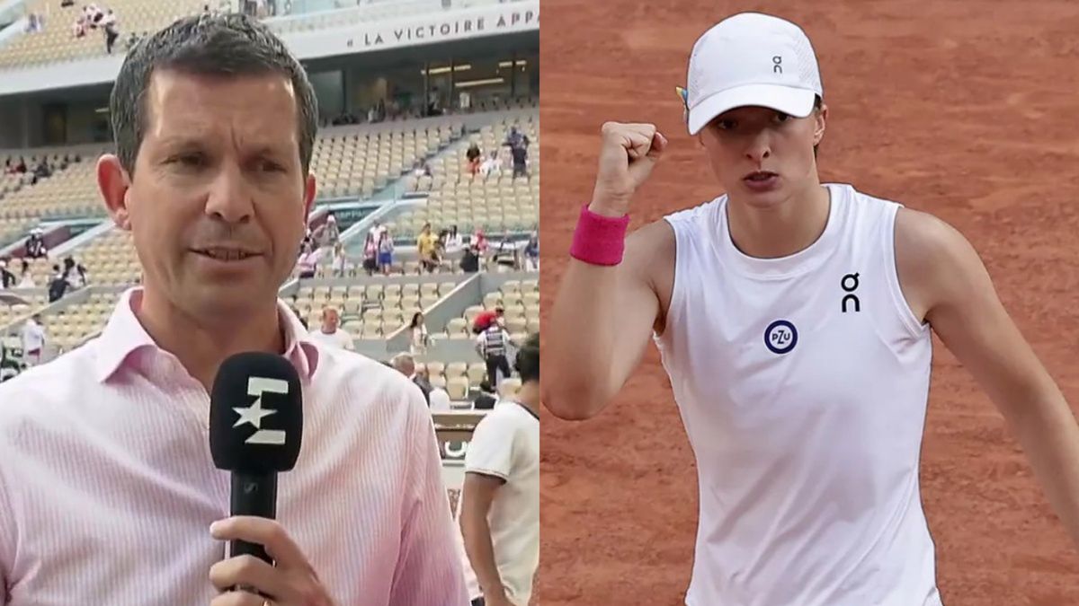 PAP/EPA / CHRISTOPHE PETIT TESSON / /Twitter - Eurosport/ Na zdjęciu: Iga Świątek i Tim Henman