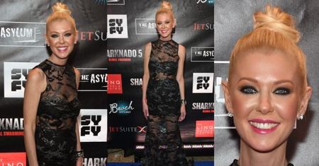 Chuda Tara Reid w prześwitującej czerni