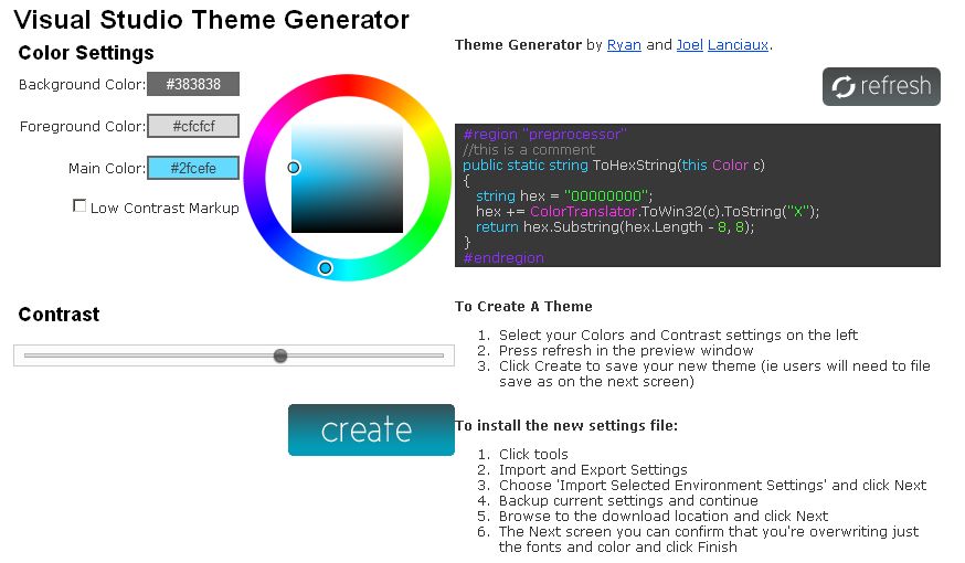 Visual Studio Theme Generator