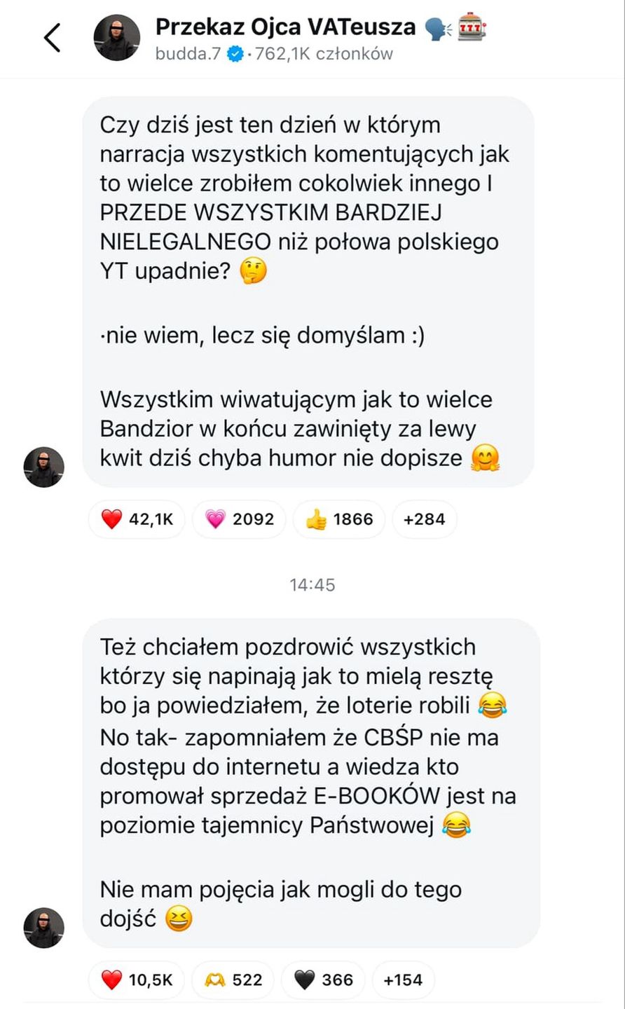 Budda zabrał głos ws. zatrzymania influencerów przez CBŚP