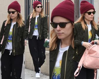 #TRENDY: Kate Mara w dresie i bomberce