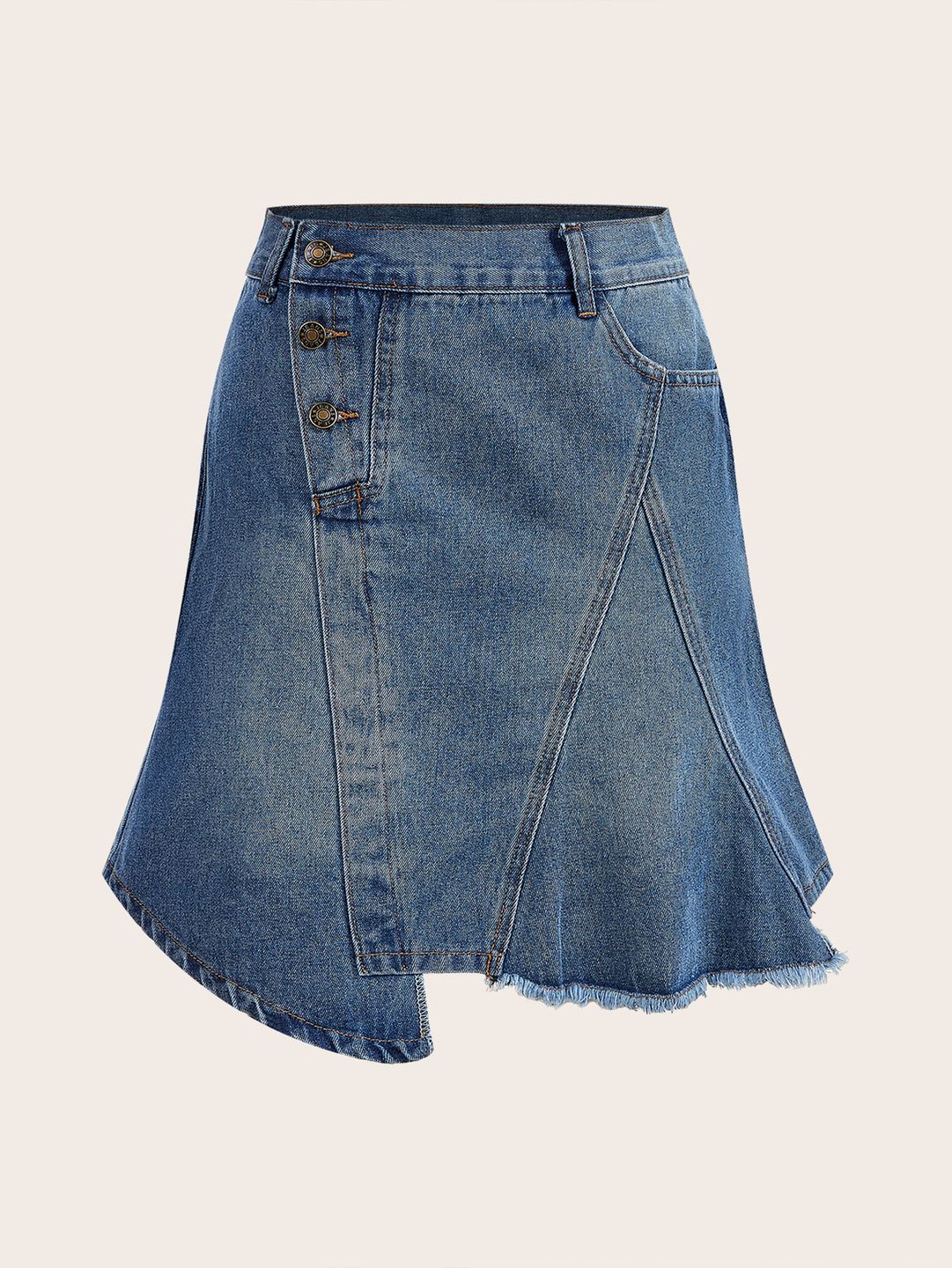 Spódnica midi z denimu z asymetrycznymi szwami - 85,00 zł