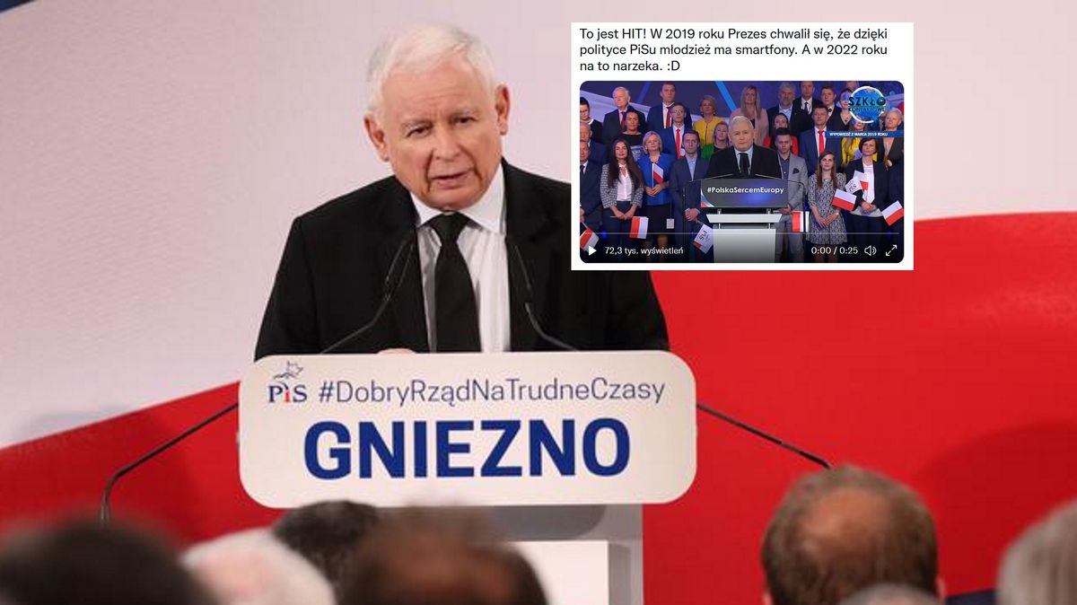 Jarosław Kaczyński podczas spotkania z wyborcami w Gnieźnie