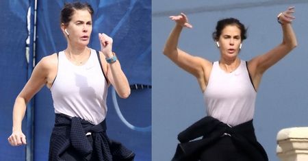 Teri Hatcher uprawia jogging przybierając dziwne pozy (FOTO)