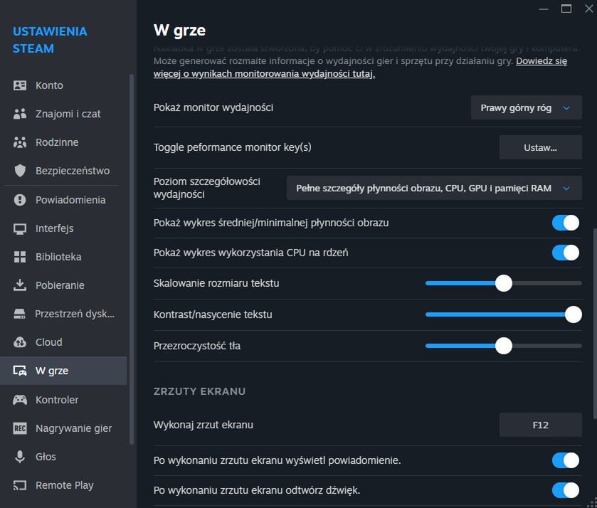 Monitor wydajności Steam