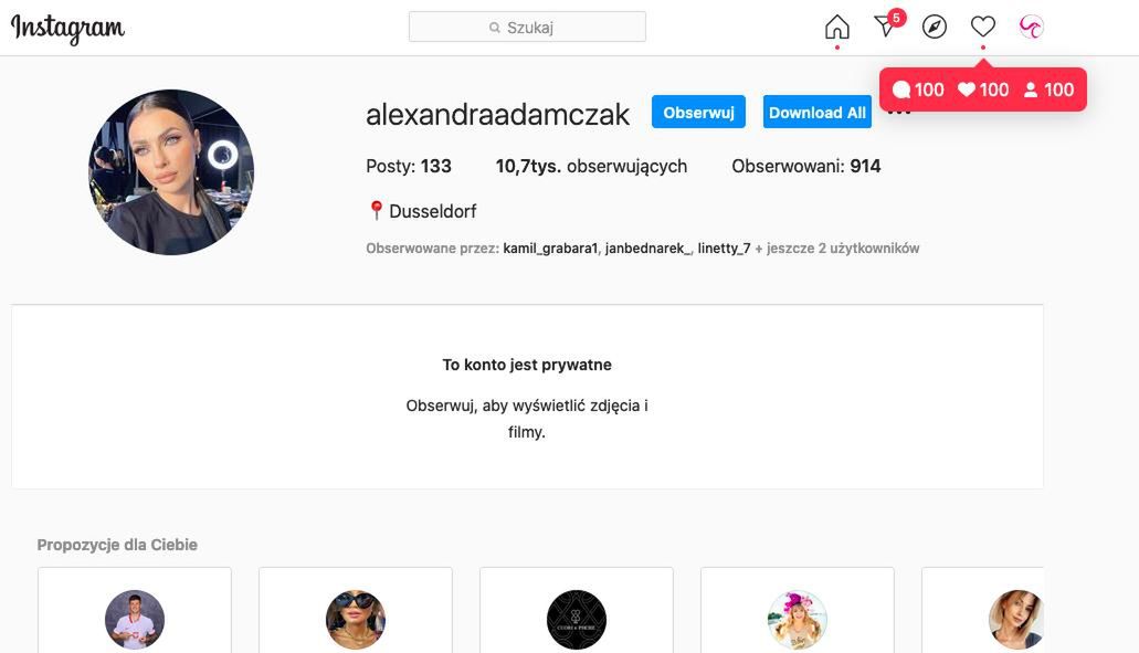Aleksandra Adamczak na Instagramie