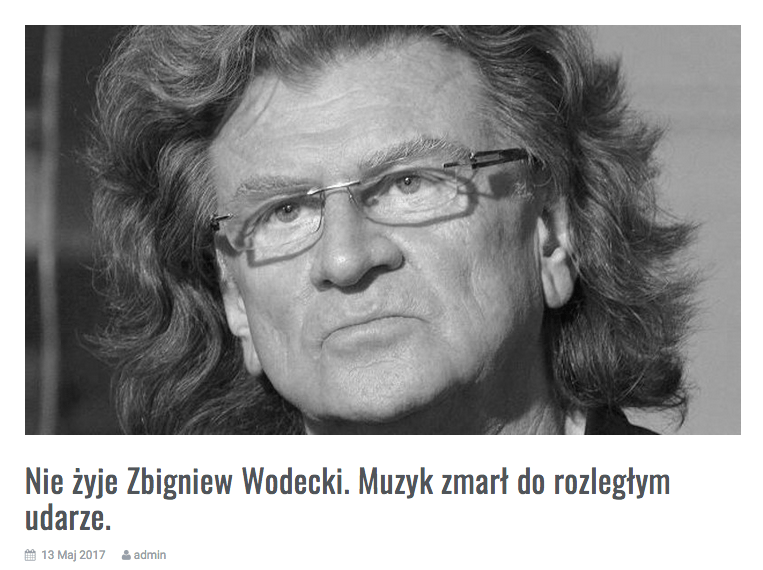 Zbigniew Wodecki nie żyje - fałszywa inforamcja na jednym z portali