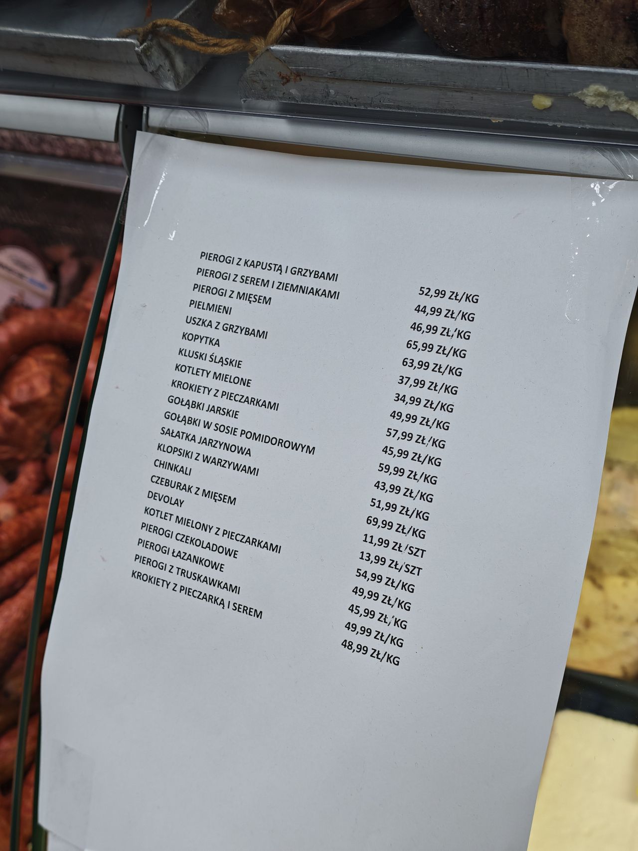 Menu w "Karolince"