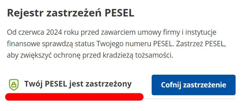 Zastrzeżony PESEL