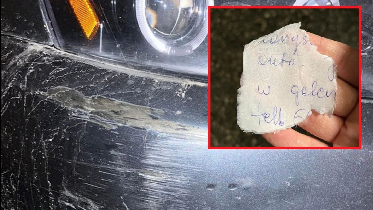 Porysował auto i odjechał. Taką kartkę znalazł za szybą