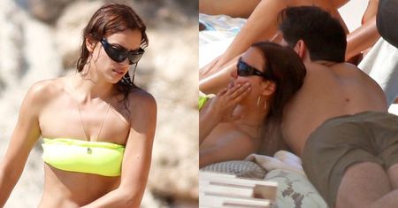 Frywolna Irina Shayk w neonowym bikini relaksuje się na Ibizie z przyjaciółmi i tajemniczym przystojniakiem (ZDJĘCIA)