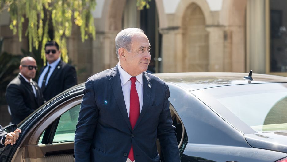 Prime Minister of Israel Benjamin Netanyahu arrives at the Presidential Palace, Nicosia, Cyprus, on Sep. 4, 2023. A trilateral meeting between the President of Cyprus Nicos Christodoulides, the Greek Prime Minister Kyriakos Mitsotakis and Israeli Prime Minister Benjamin Netanyahu took place today at the Presidential Palace.  (Photo by Kostas Pikoulas/NurPhoto via Getty Images)
