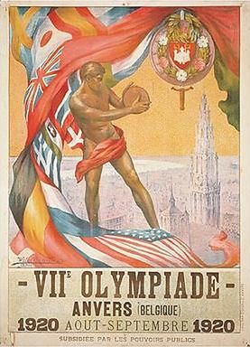 Kartka pocztowa igrzysk olimpijskich w Antwerpii. Źródło: Wikipedia