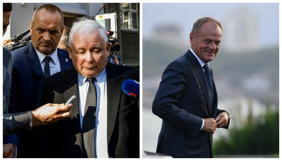 Na zdjęciu od lewej: lider PiS Jarosław Kaczyński i lider KO Donald Tusk