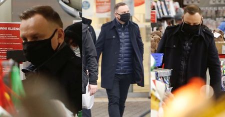Andrzej Duda w asyście ochroniarzy załatwia sprawunki w supermarkecie (ZDJĘCIA)