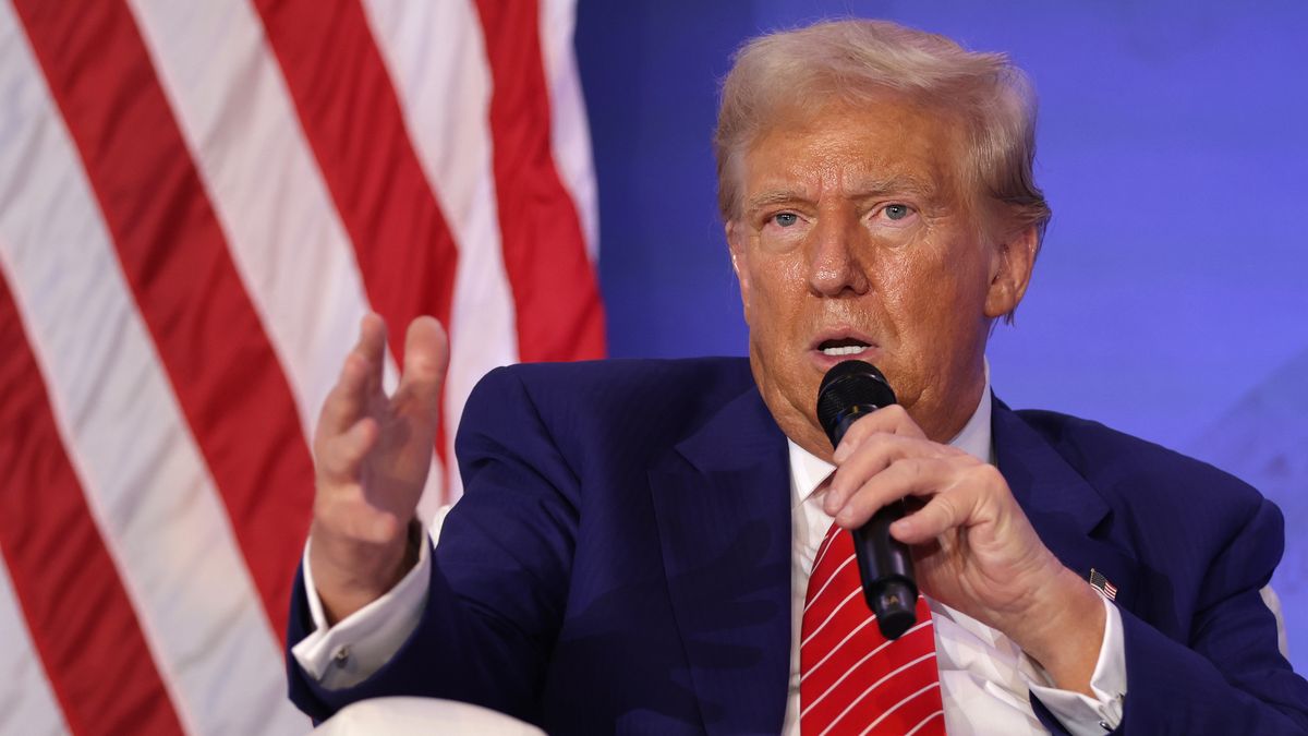 Donald Trump Speaks At Moms For Liberty National Summit
WASHINGTON, DC - AUGUST 30: Republican presidential nominee, former U.S. President Donald Trump speaks during the 2024 Joyful Warriors National Summit on August 30, 2024 in Washington, DC. Trump continued to campaign for the upcoming presidential election on November 5, 2024. (Photo by Alex Wong/Getty Images)
Alex Wong
